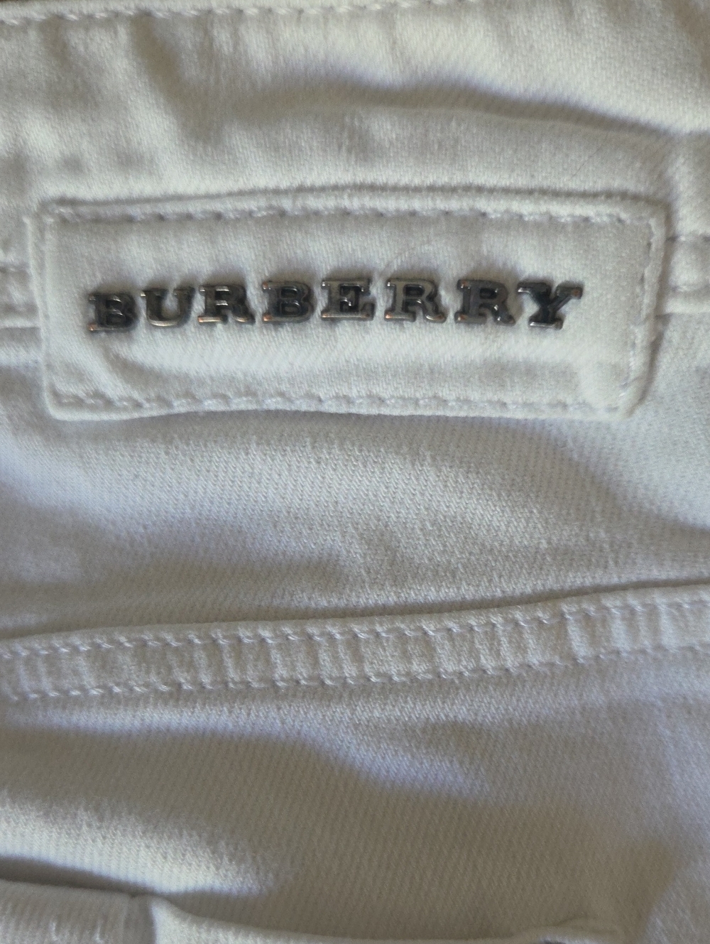 BURBERRY White Cotton Midi Length Jeans